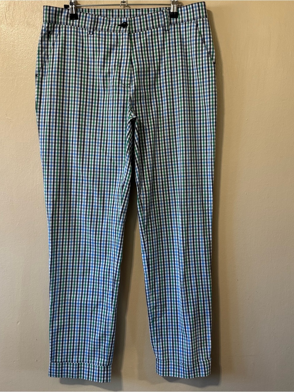 Golfino blue and green plaid golf pants